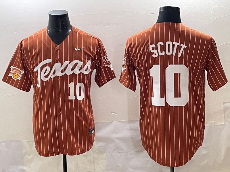 Men Texas Longhorns #10 Scott brown Nike joint Name NCAA 2025 Jersey style 37
